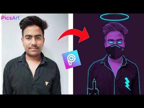 Neon photo editing on mobile phone using only picsart