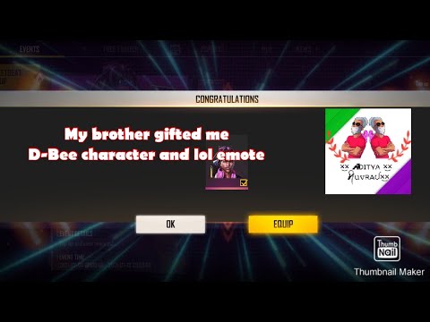 My brother gifted me D-Bee character and lol emote मेरे भाई ने मुझे D-Bee कैरेक्टर और lol emote दिया