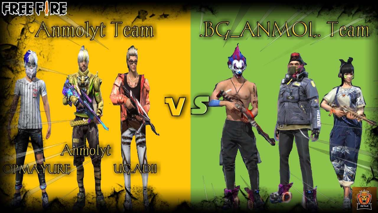 ANMOLYT's team vs BGANMOL's team red number custom. #FREEFIRE @BotTGaminG