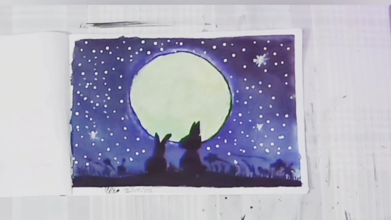 Painting Rabbit Couple with Beautiful sky | Sketch book | Episoda no 2 [ HK CREATION ]