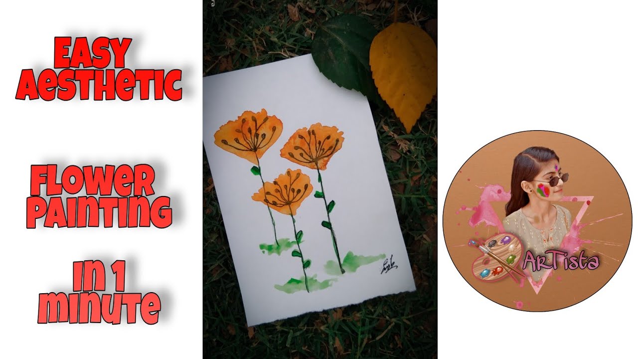 Easy Water Colour painting For beginners| flower Painting|Aesthetic Painting|In 1 minute|1st Video|