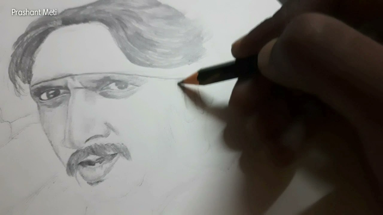 kichcha Sudeep time-lapse Pencil Art | Prashant Meti
