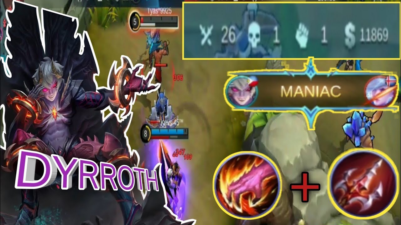 26 kills , One Death | Dyrroth Best Build - MLBB