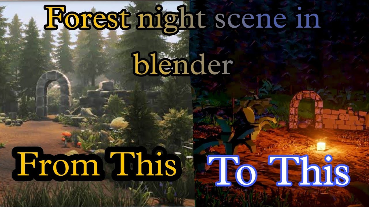 Forest enviroment night scene creation in blender #rkboost #blendertutorial #3danimation