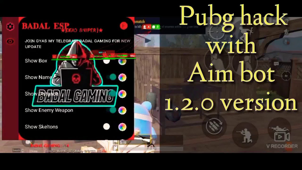 how  hack. pubg hack with aim bot + esp + no baan 1.2.0 version S 17