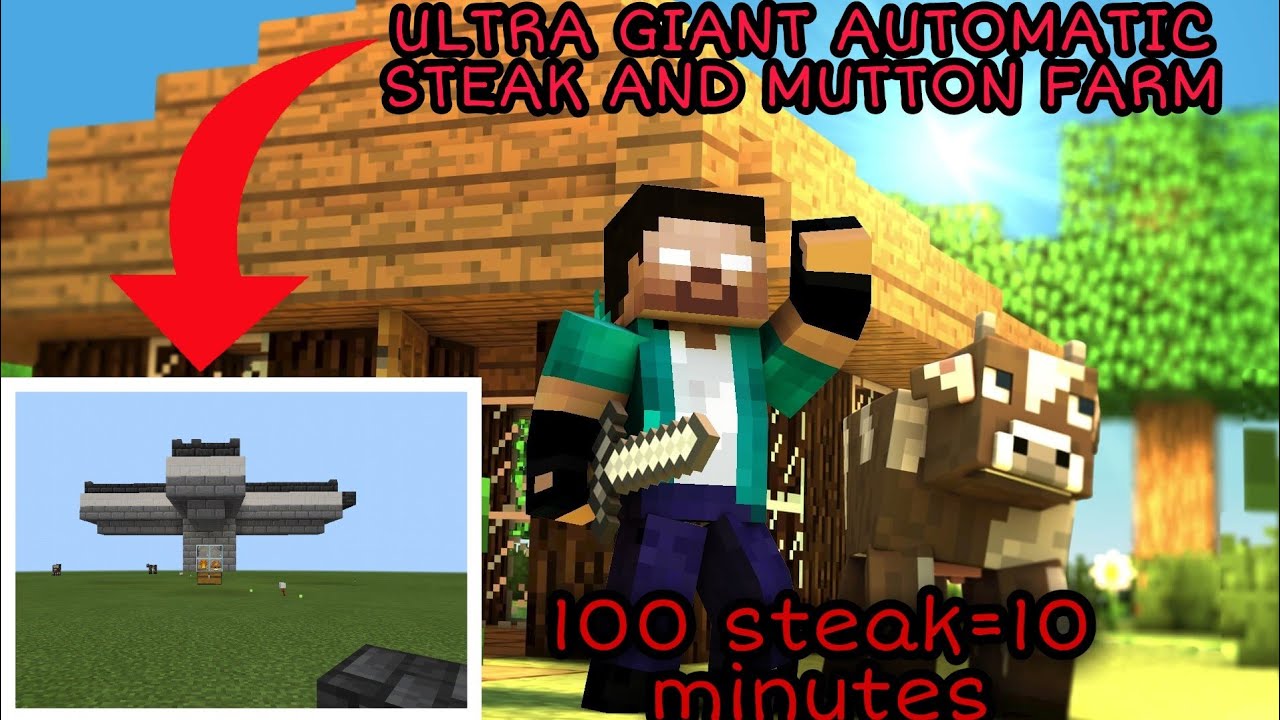 Minecraft, Finally I Made Ultra Gaint Automatic Steak and Mutton Farm in Minecraft 1000 mutton in 1h