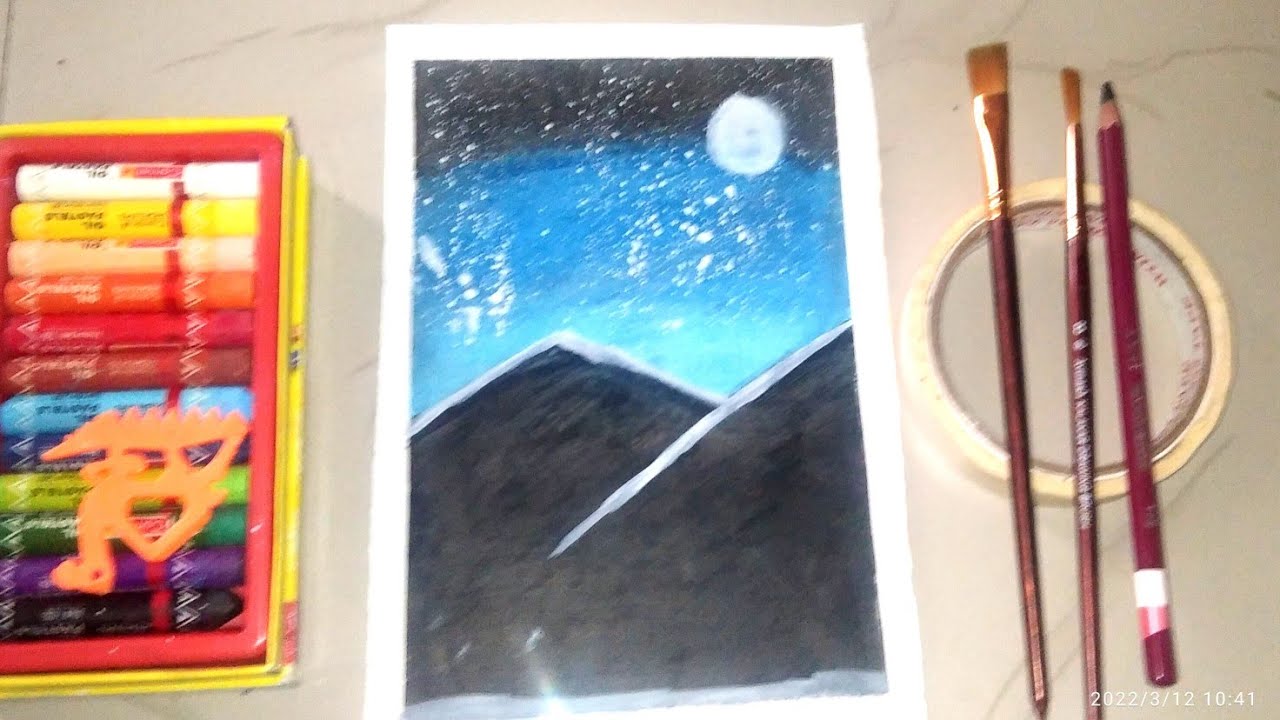Easy Oil Pastel Night Sky Drawing forBeginners|Step-by-StepTutorial#drawing#art#drawingtutorial#art